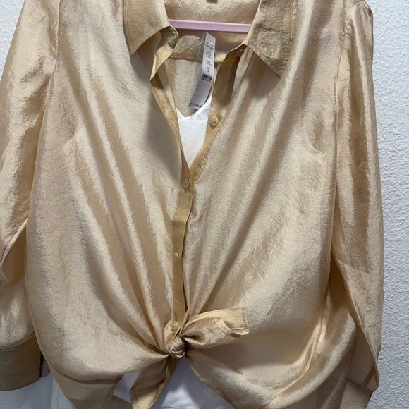 White House Black Market Beige Button Down Shirt - Picture 8 of 12